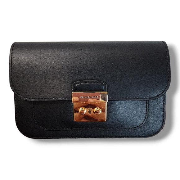 Michael Kors Sloan Editor Black Leather Belt Bag NWT - Picture 1 of 7